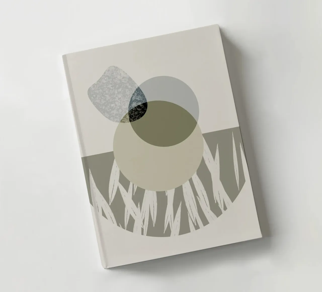 Abstract artwork with round shapes and textures notebook by Imaginative