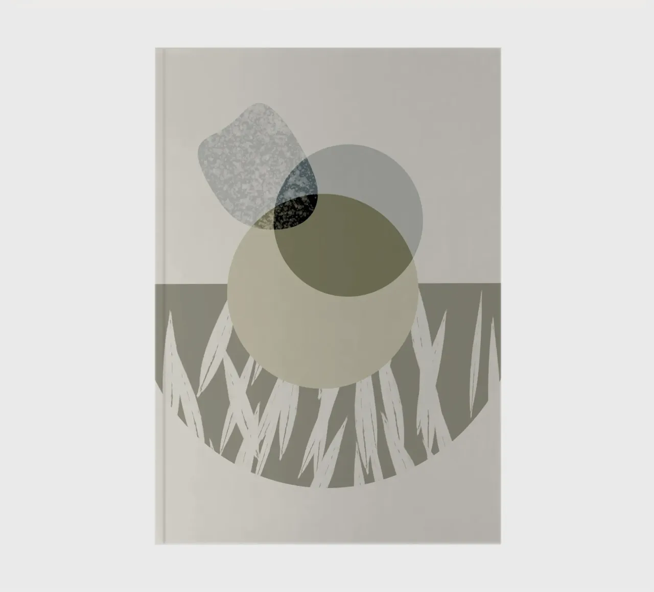 Abstract artwork with round shapes and textures notebook by Imaginative