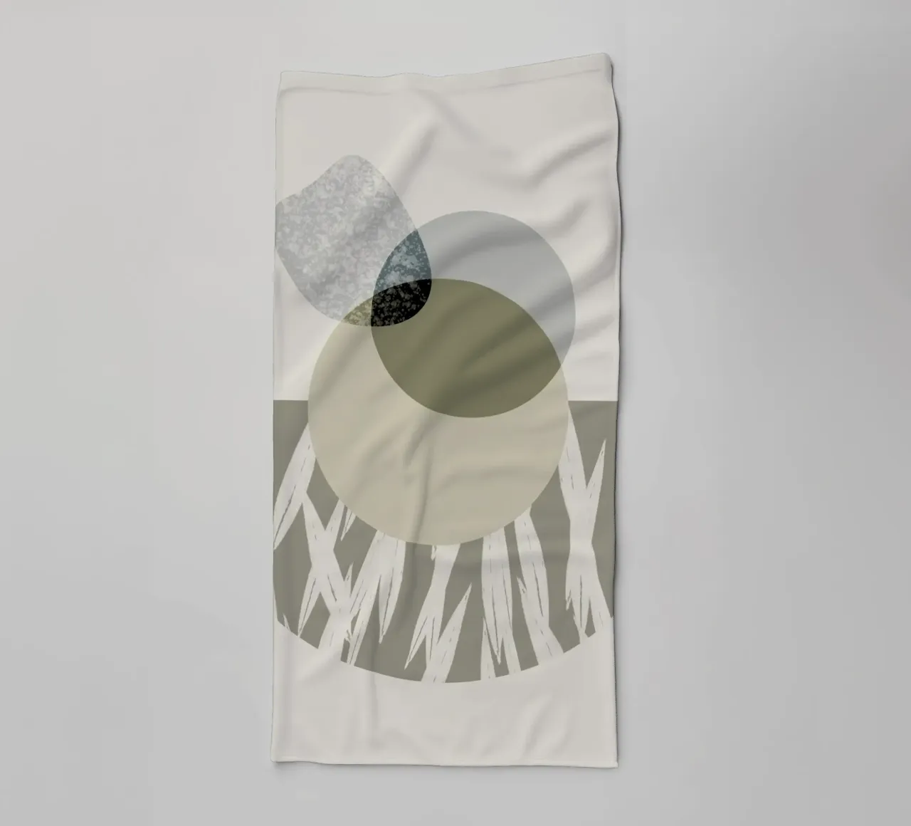 Abstract artwork with round shapes and textures towel by Imaginative