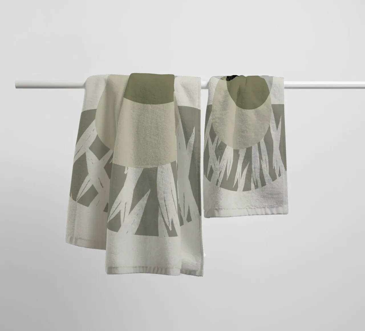 Abstract artwork with round shapes and textures towel by Imaginative