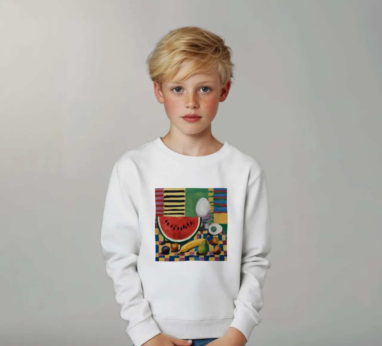 Watermelon Egg Breakfast kids sweatshirt by Fable Tempa