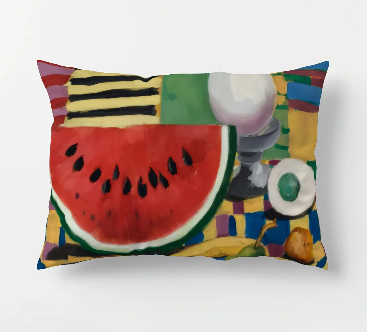 Watermelon Egg Breakfast decorative cushion by Fable Tempa