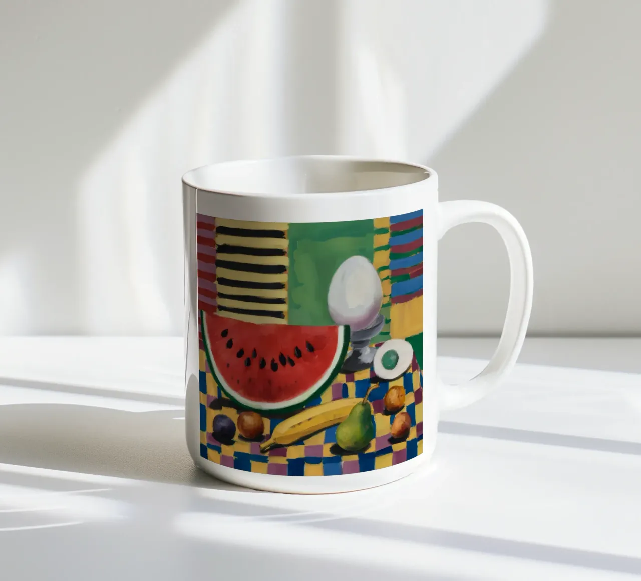Watermelon Egg Breakfast ceramic mug by Fable Tempa