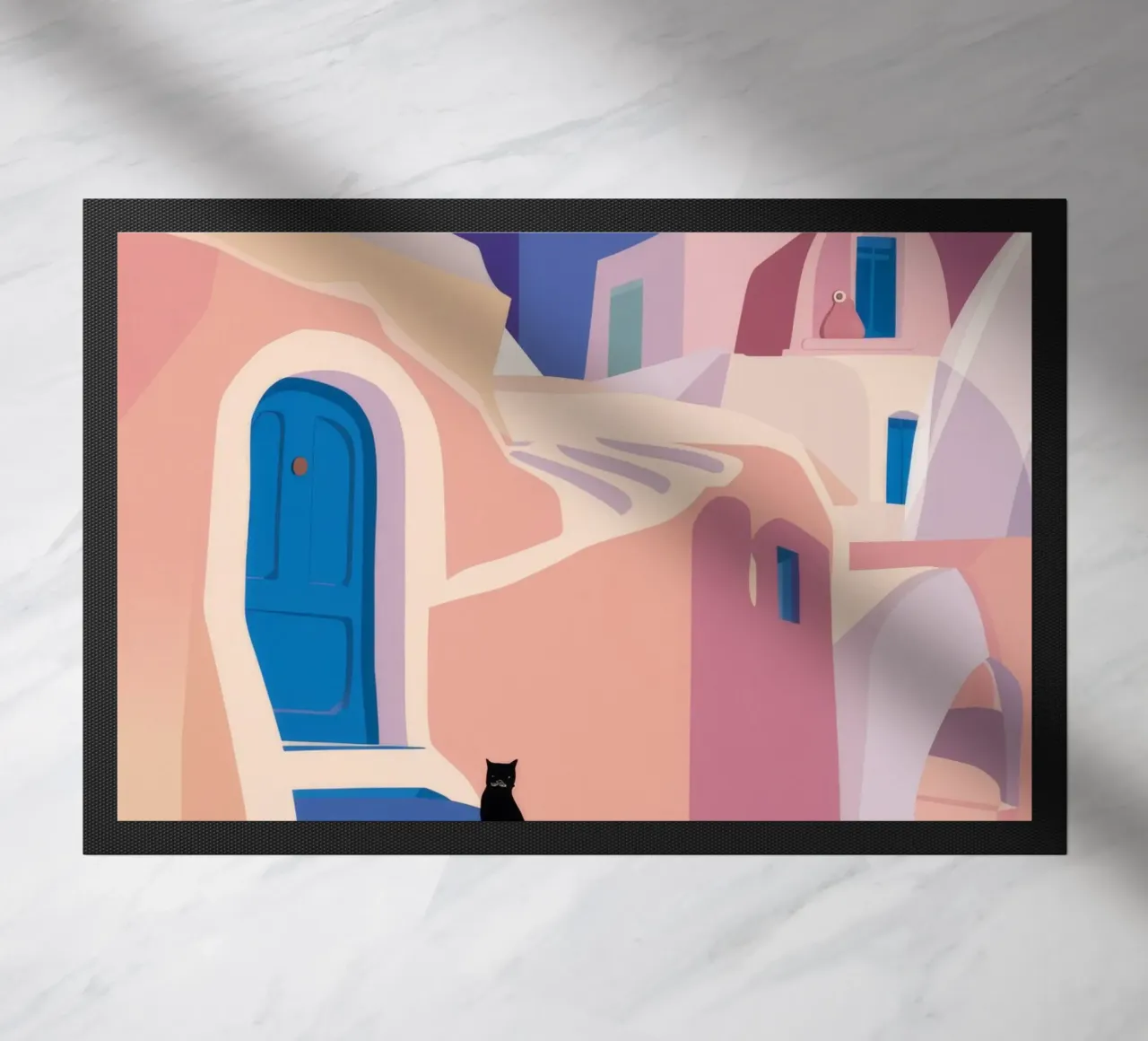Porta blu Gatto nero zerbino da Muse Artworks