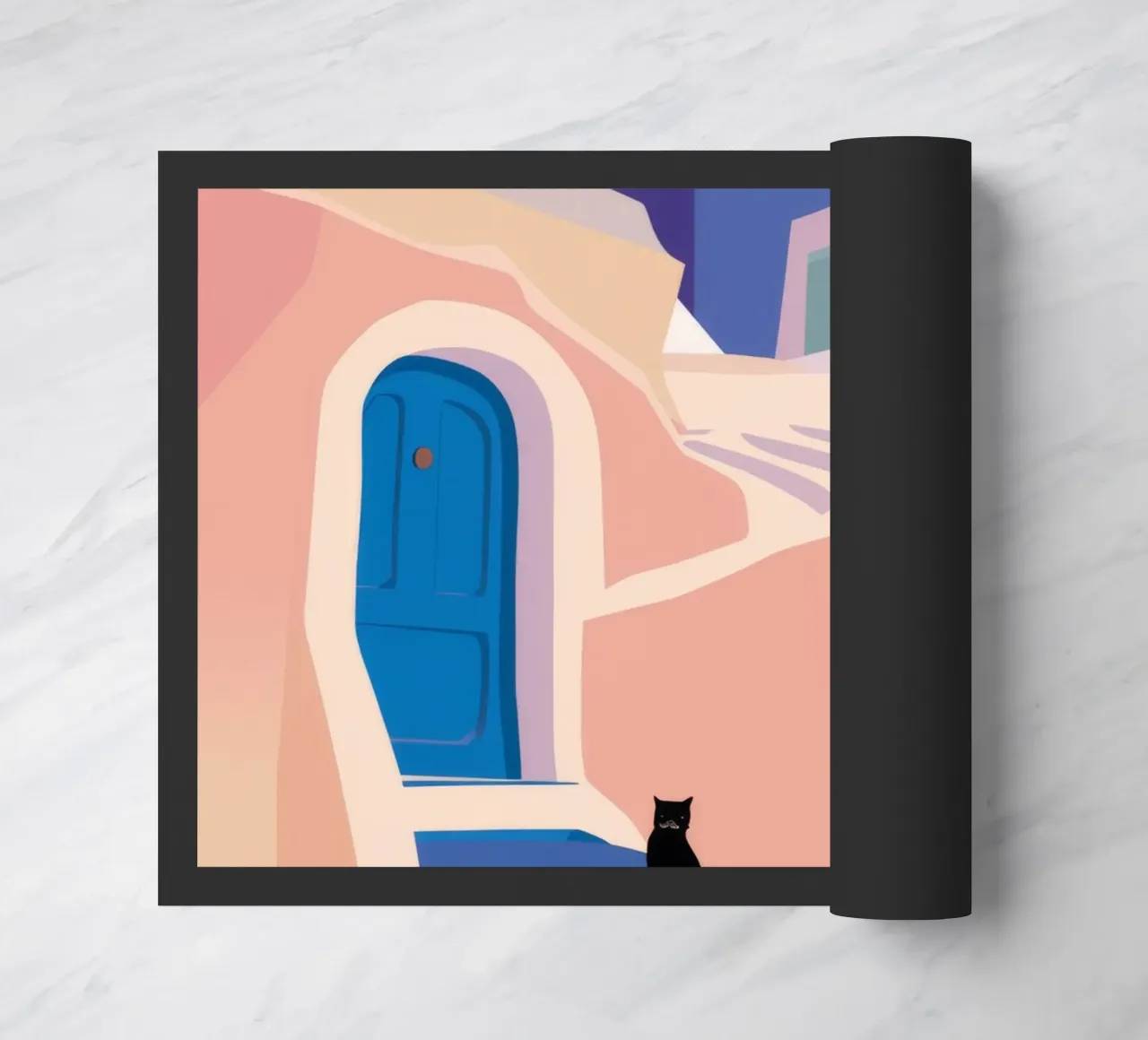 Porta blu Gatto nero zerbino da Muse Artworks