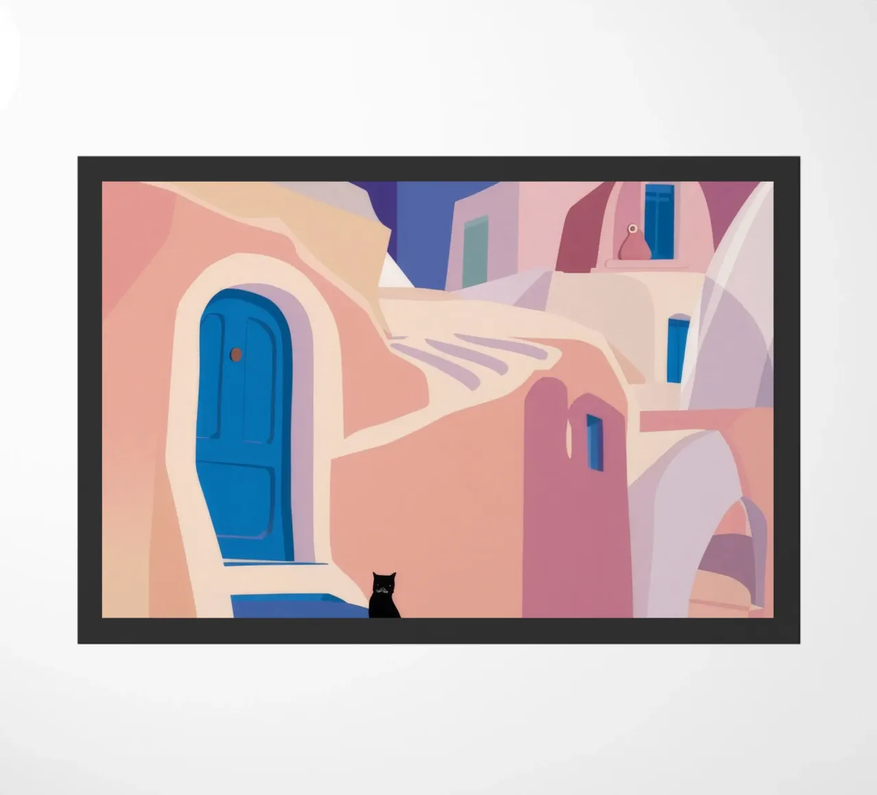 Porta blu Gatto nero zerbino da Muse Artworks