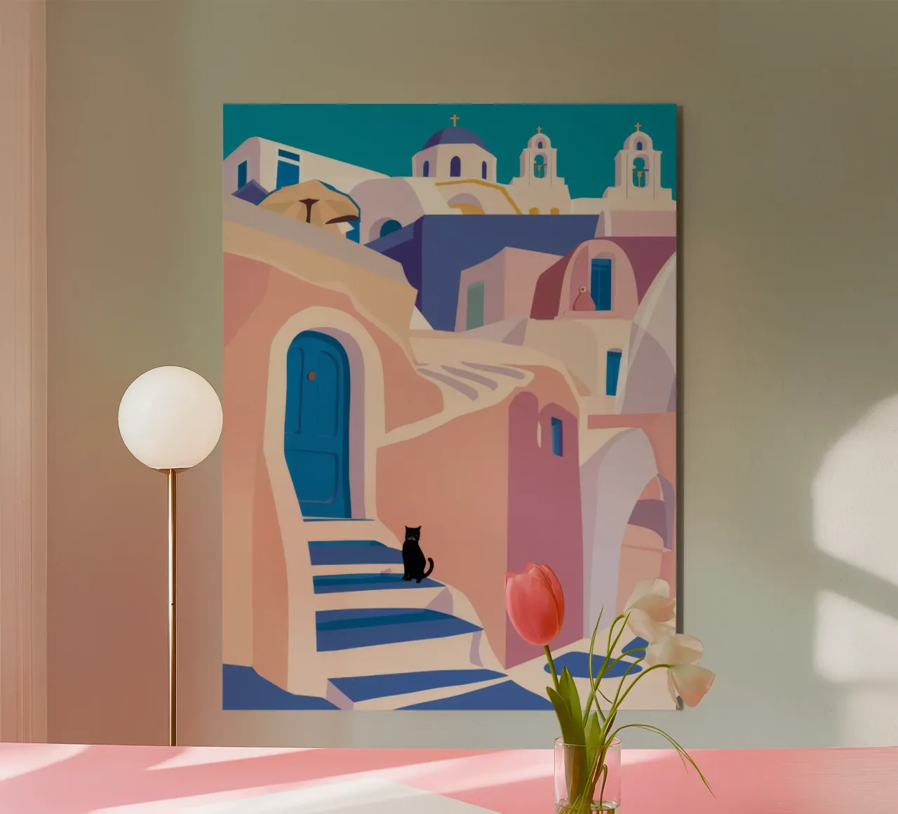 Puerta azul Gato negro aluminio dibond de Muse Artworks