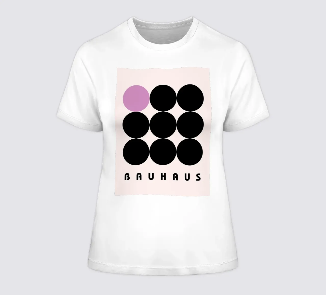 Bauhaus circles pattern women's fitted t-shirt by Casa Calm