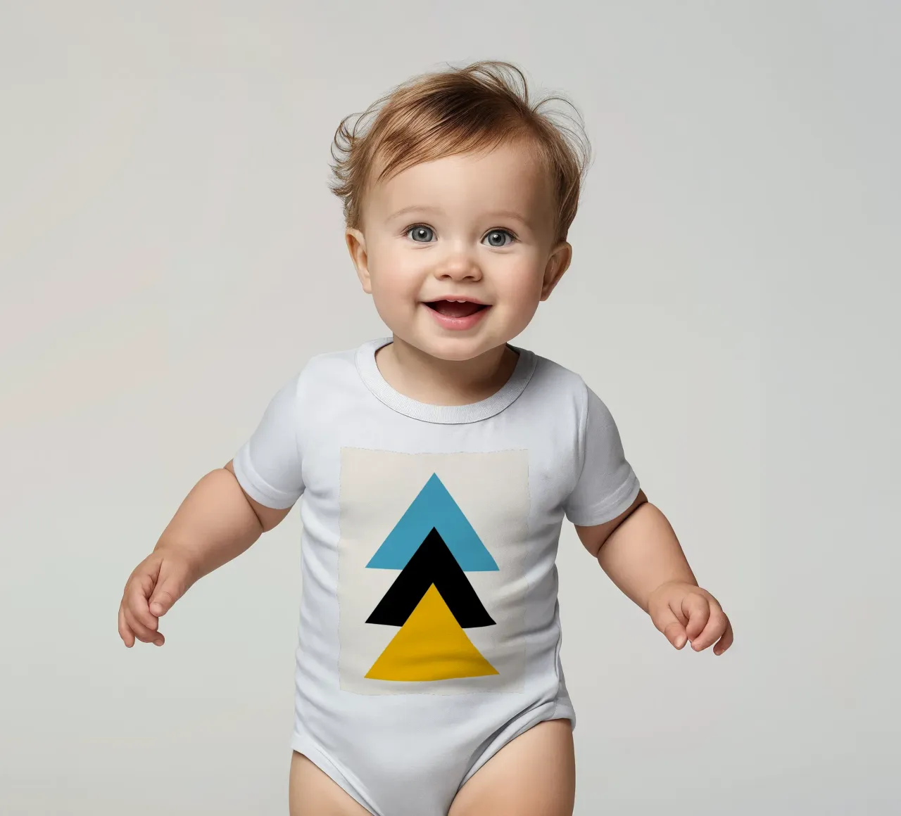 Bauhaus triangles - Geometric wall art short-sleeve baby romper by Casa Calm