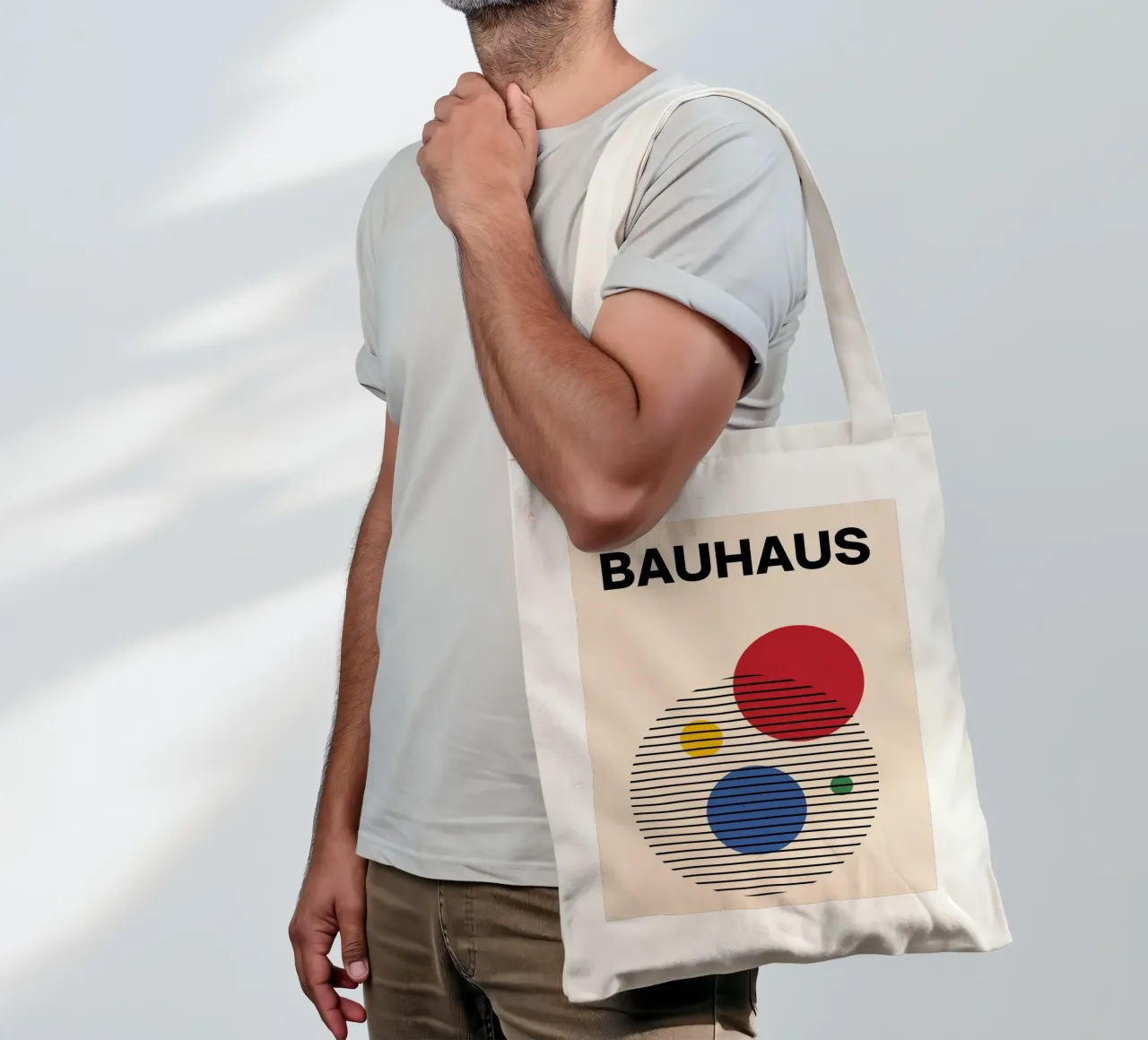 Bauhaus cirkels - abstracte geometrie kunst jute draagtas van Casa Calm