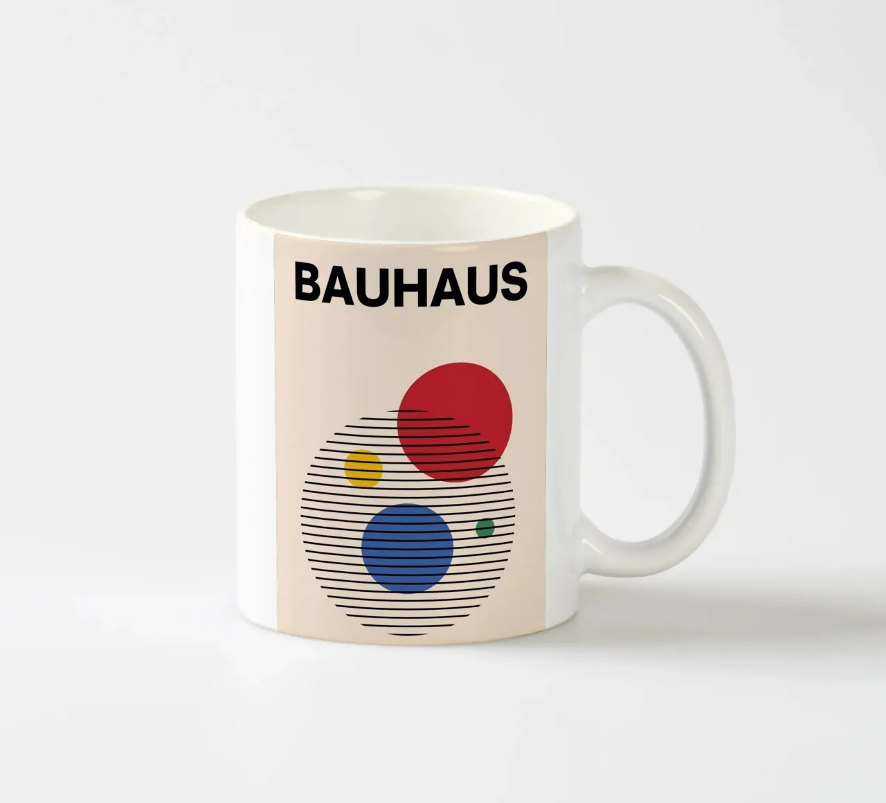 Bauhaus cirkels - abstracte geometrie kunst keramische mok van Casa Calm