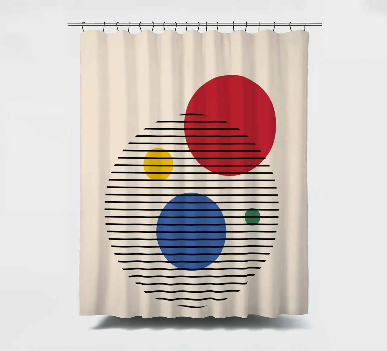 Bauhaus Circles - Abstract Geometry Art shower curtain by Casa Calm
