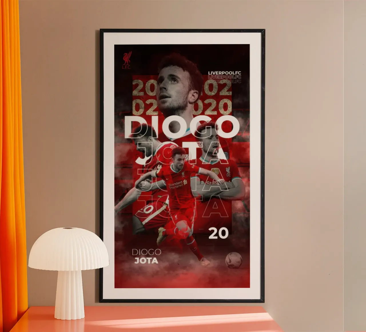 Grazie Diogo Jota 1996 - 2025 poster con telaio in plastica da nice sport