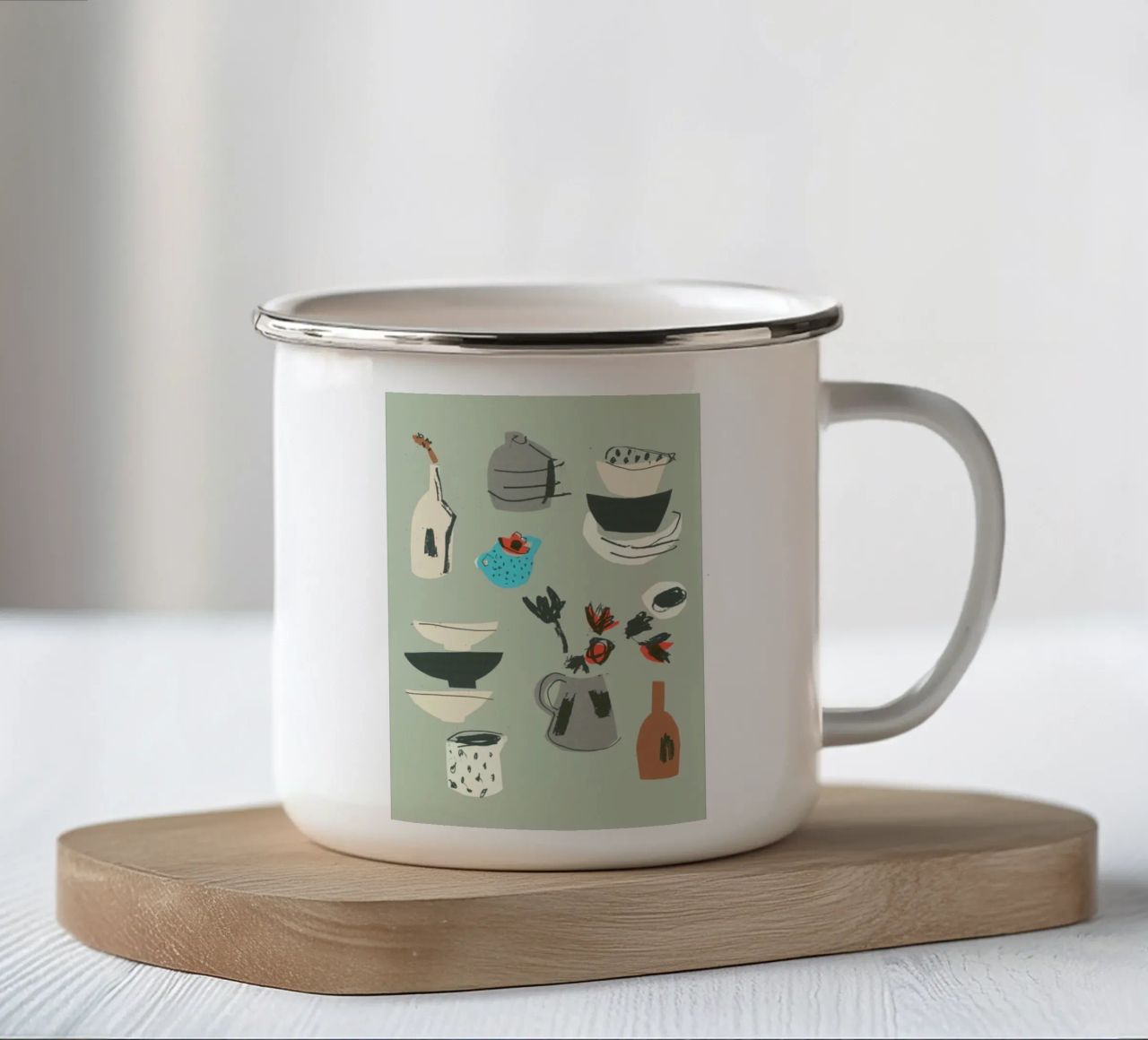 Spotty Jug And Red Anemone emaille mok van Stars Above Us