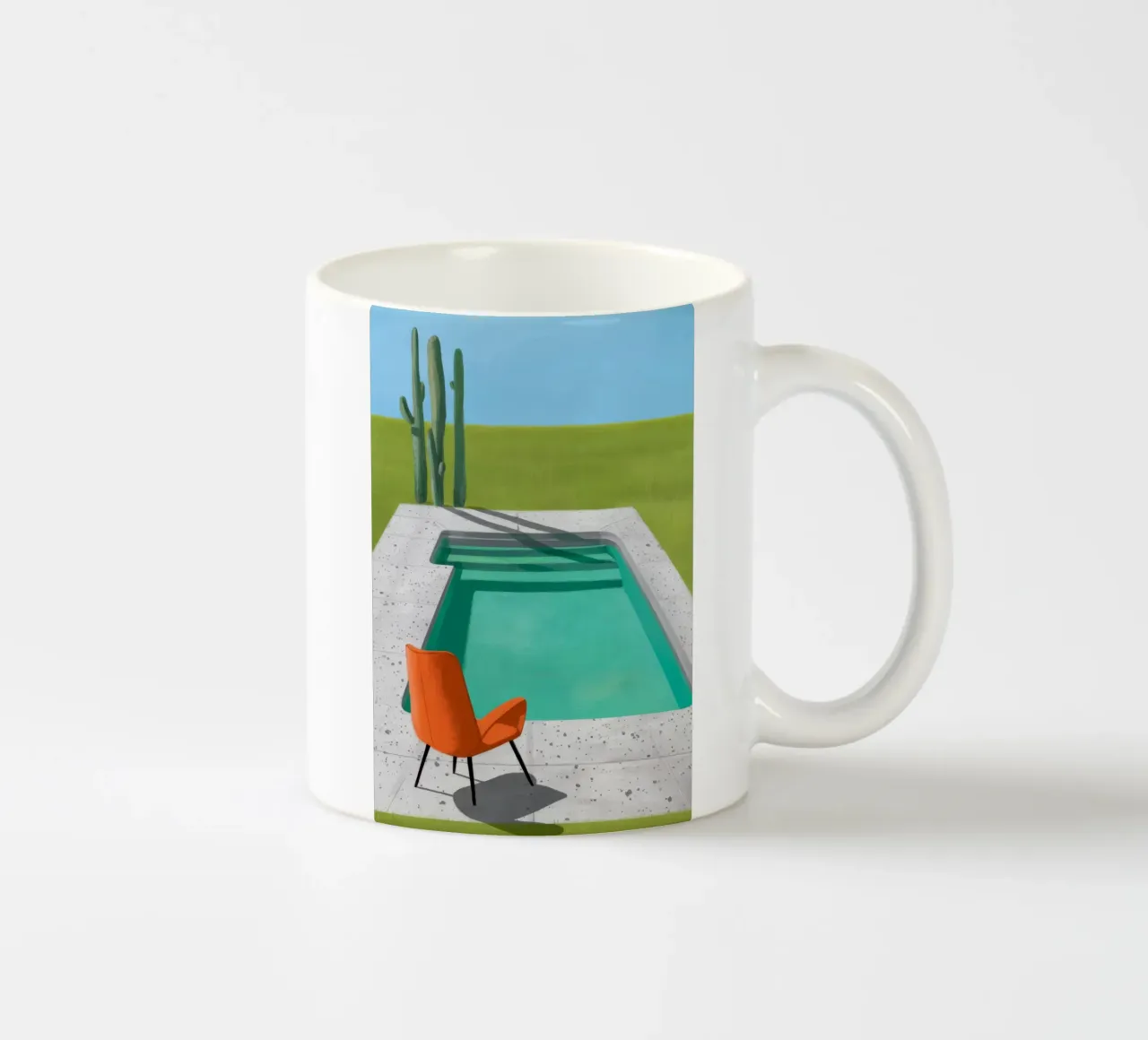 Chaise orange pour la piscine mug en céramique de Muse Artworks