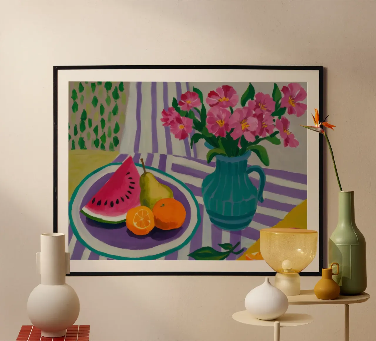 Giglio Rosa Agrumi poster con telaio in plastica da Fable Tempa