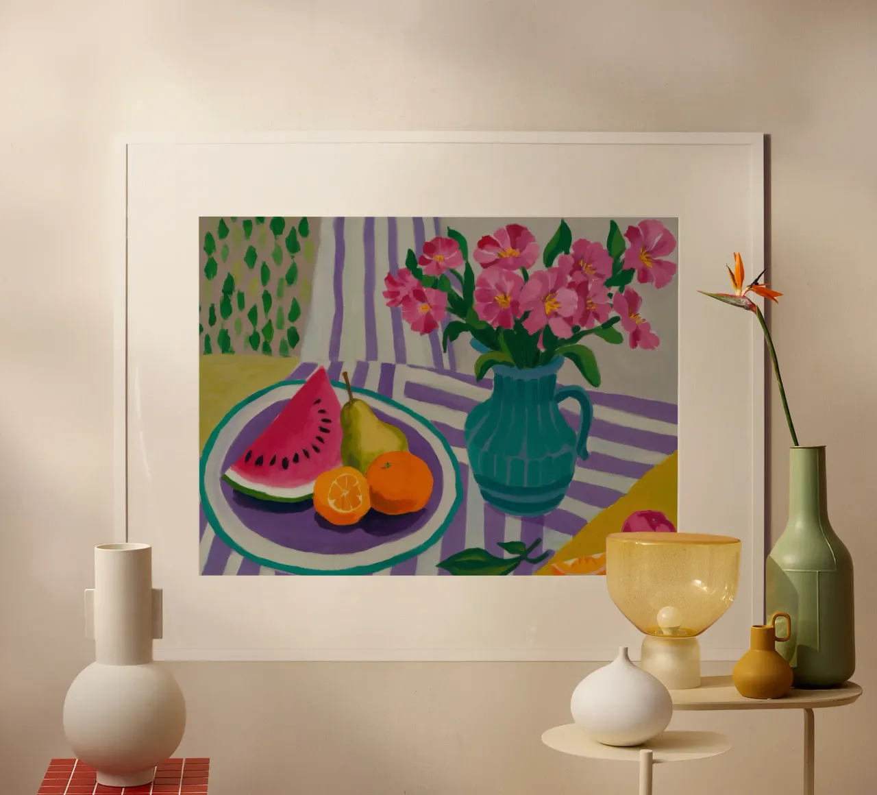 Giglio Rosa Agrumi poster con telaio in plastica da Fable Tempa