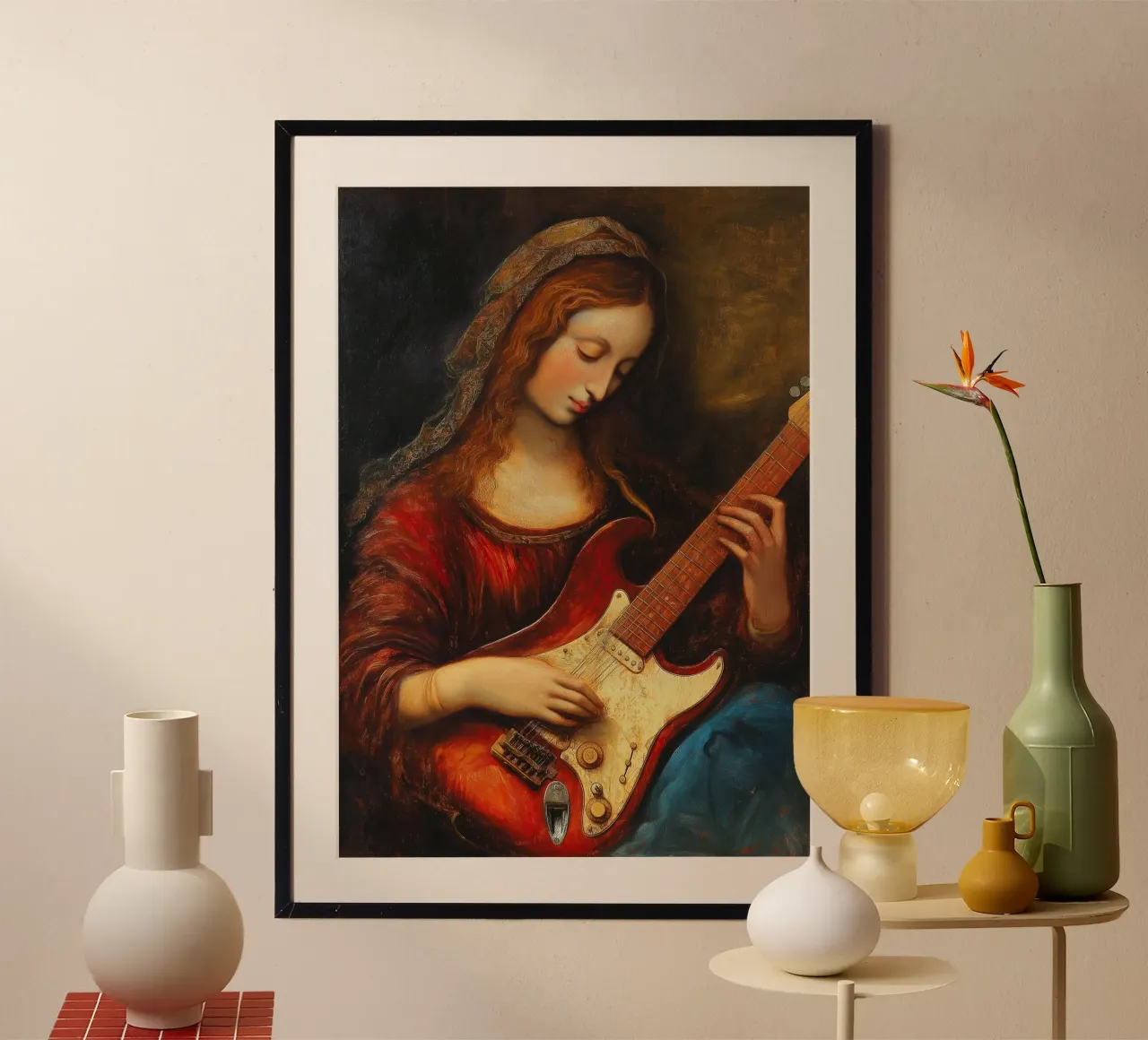 Rinascimento Monalisa Chitarrista poster con telaio in plastica da Fleur de Lys