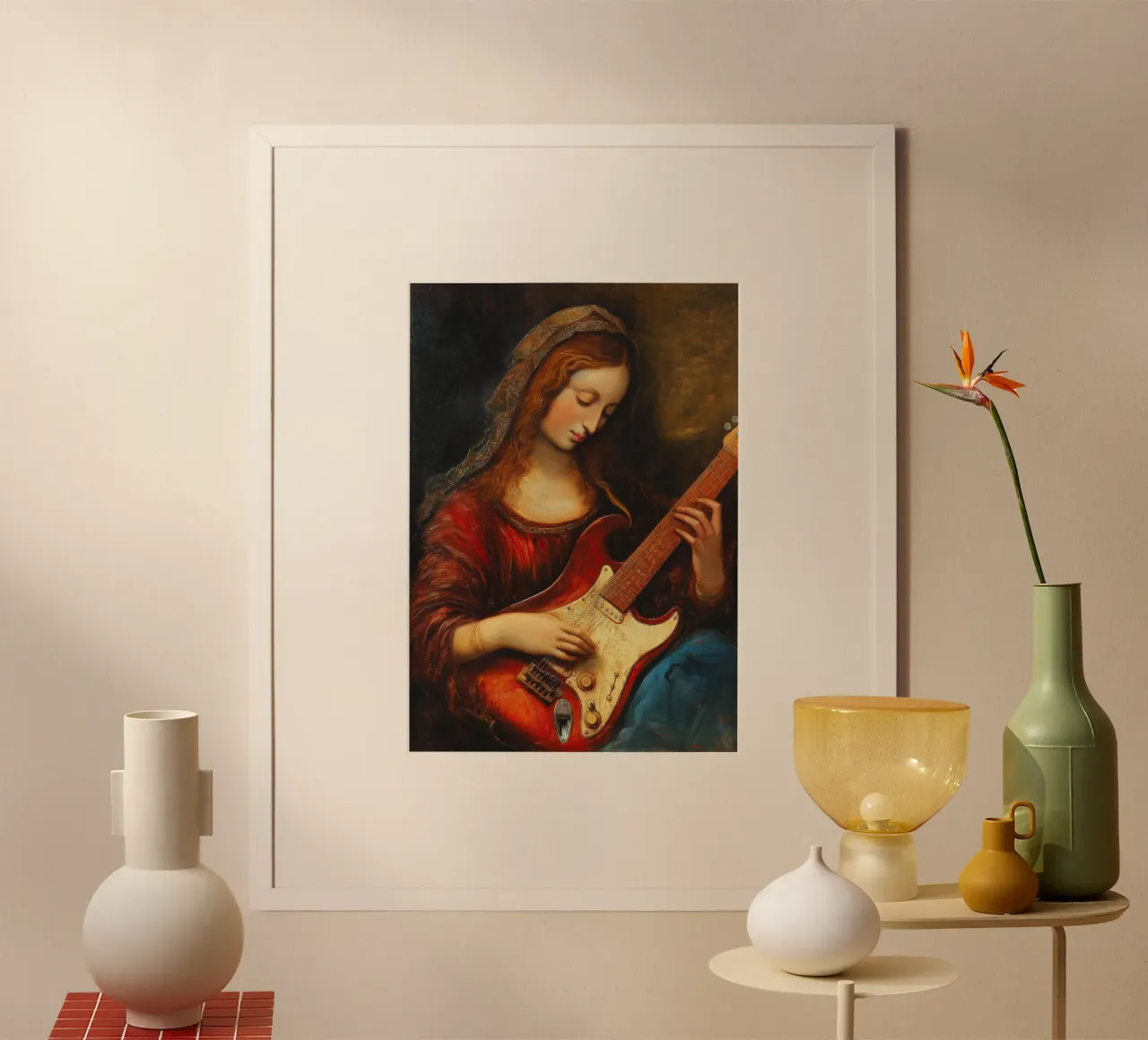 Rinascimento Monalisa Chitarrista poster con telaio in plastica da Fleur de Lys