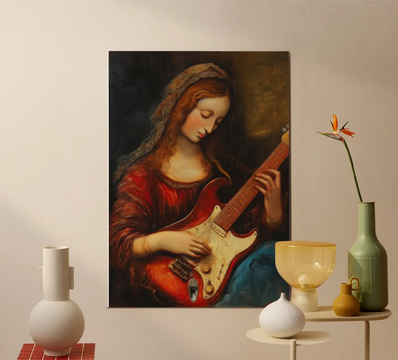 Rinascimento Monalisa Chitarrista poster con telaio in plastica da Fleur de Lys