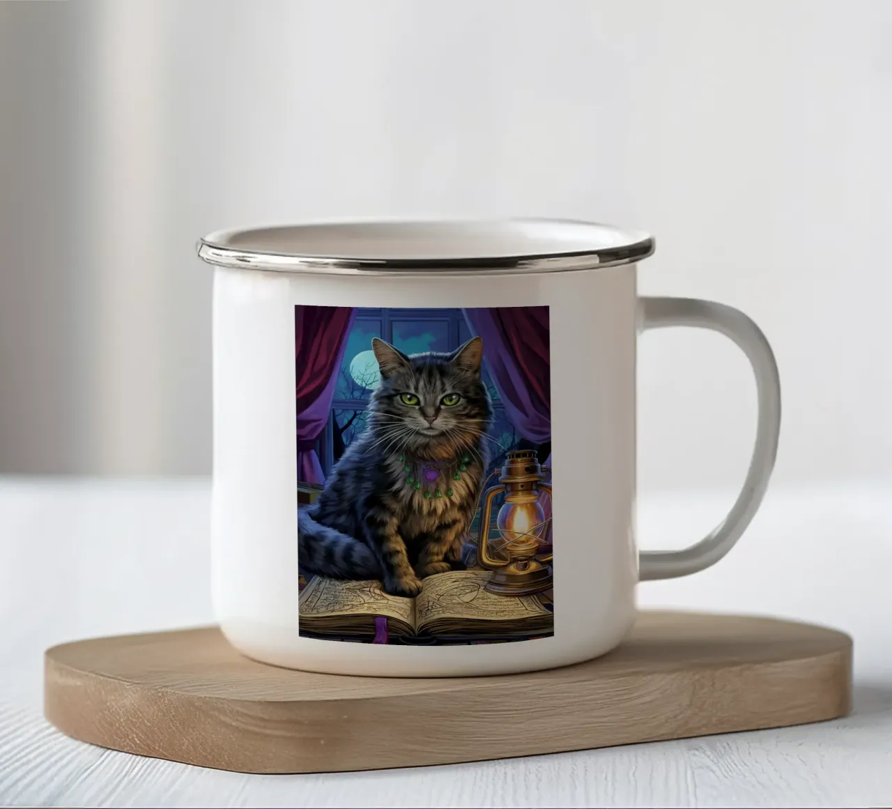 Gatto di Halloween tazza in smalto da Fleur de Lys