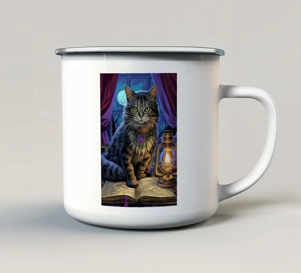 Gatto di Halloween tazza in smalto da Fleur de Lys