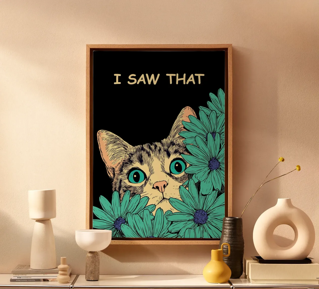 Grappige kat ik zag dat canvas met Baklijst van Fleur de Lys