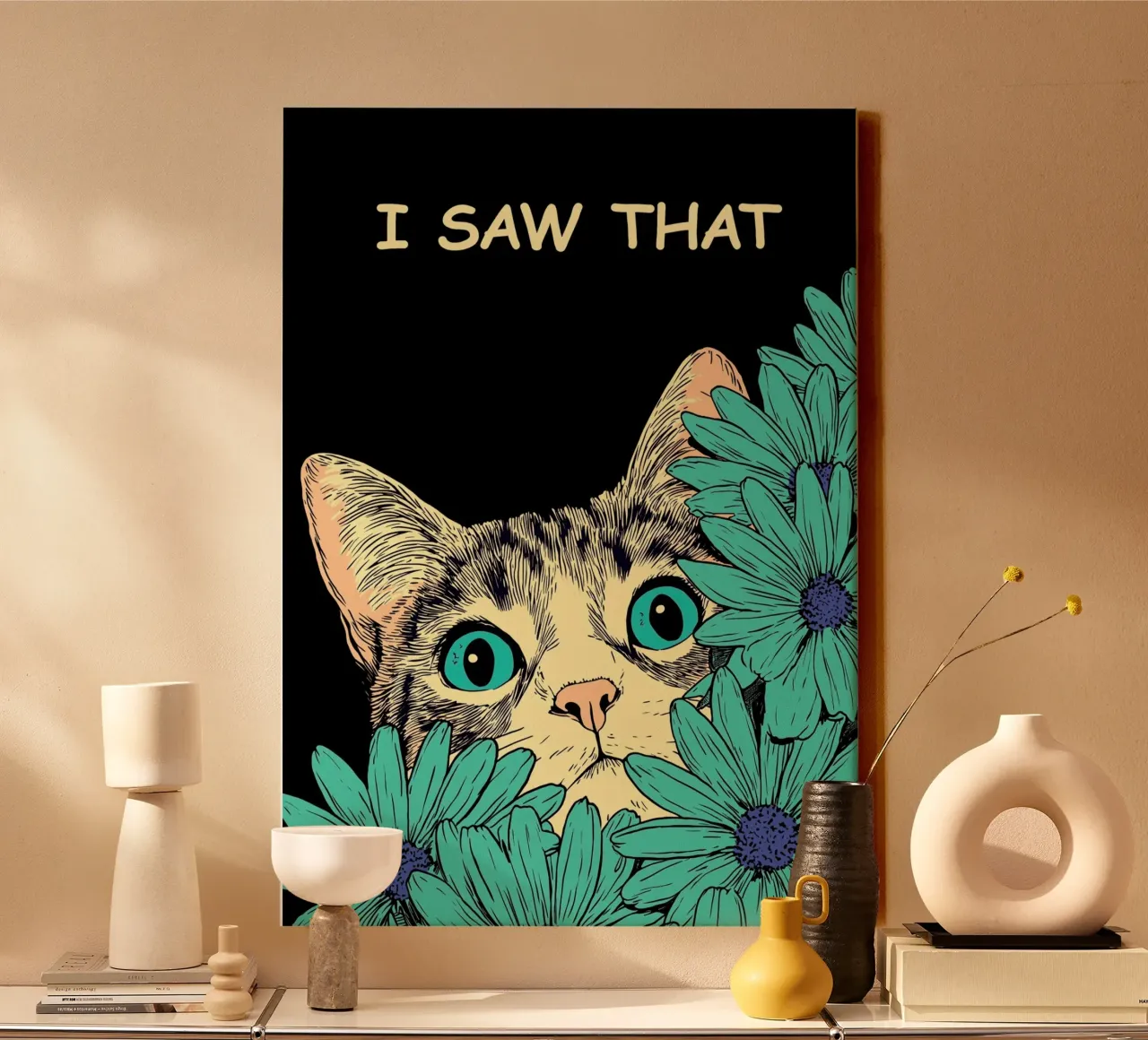 Grappige kat ik zag dat canvas met Baklijst van Fleur de Lys