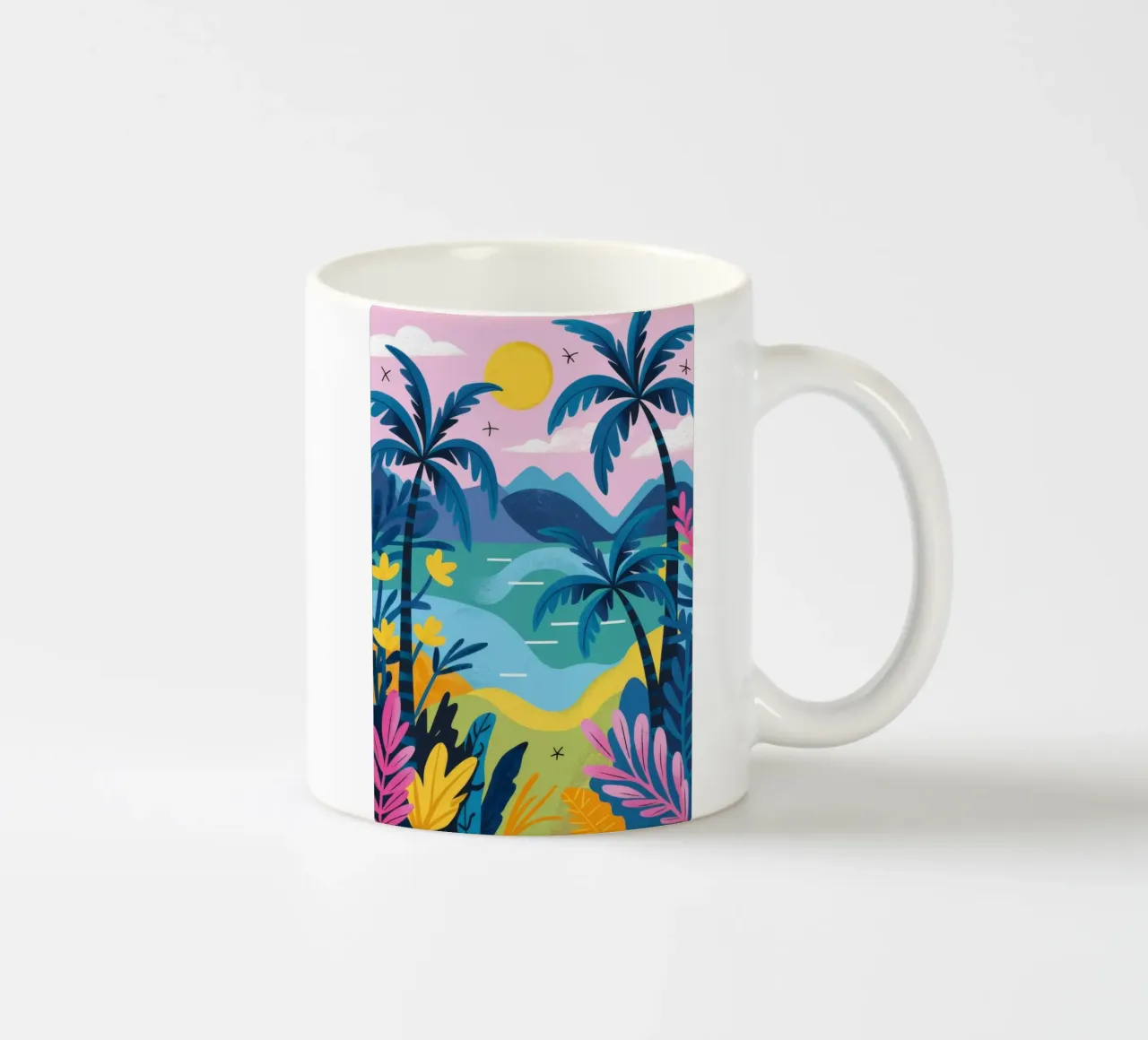 Tramonto psichedelico delle palme tazza in ceramica da FadeAura