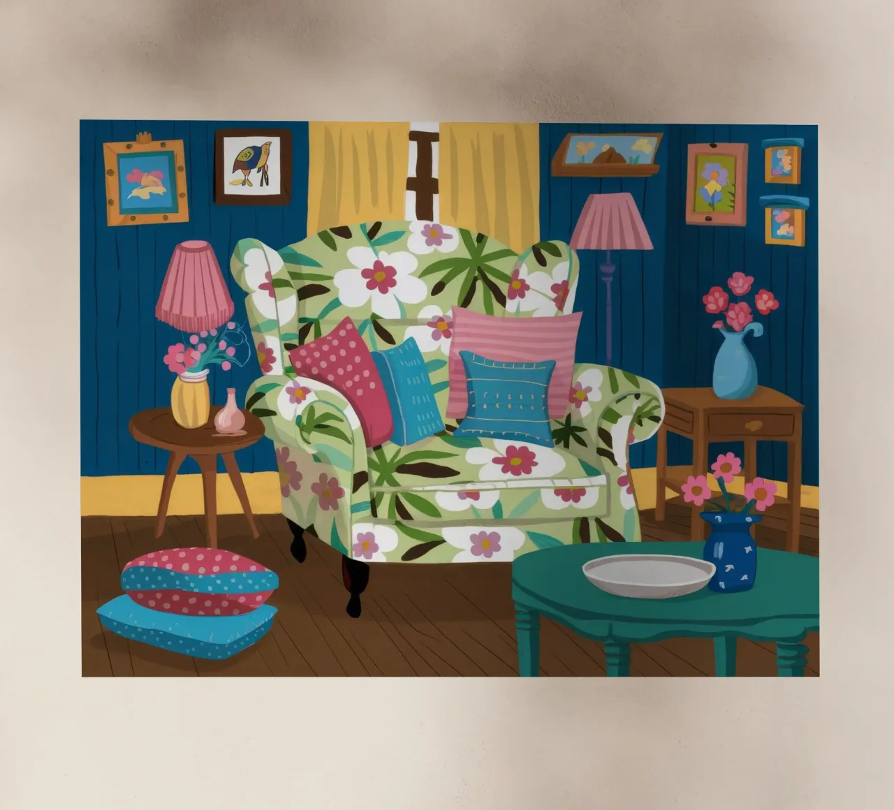 Divano blu Mix floreale pellicola backlit da Haven Fantasy
