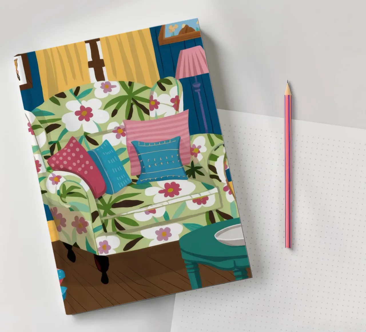 Blue Sofa Floral Mix notebook by Haven Fantasy