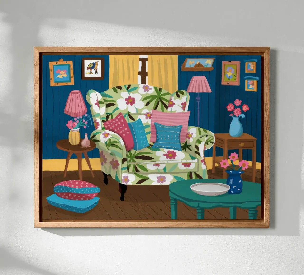Divano blu Mix floreale alluminio dibond da Haven Fantasy