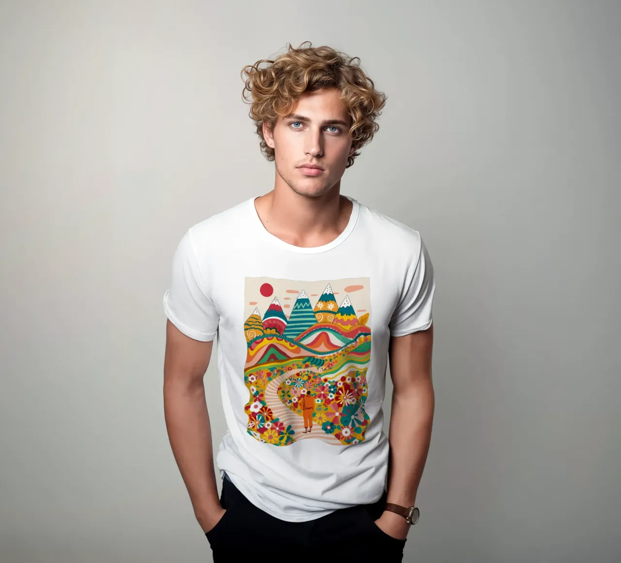 Colline floreali psichedeliche t-shirt da Muse Artworks