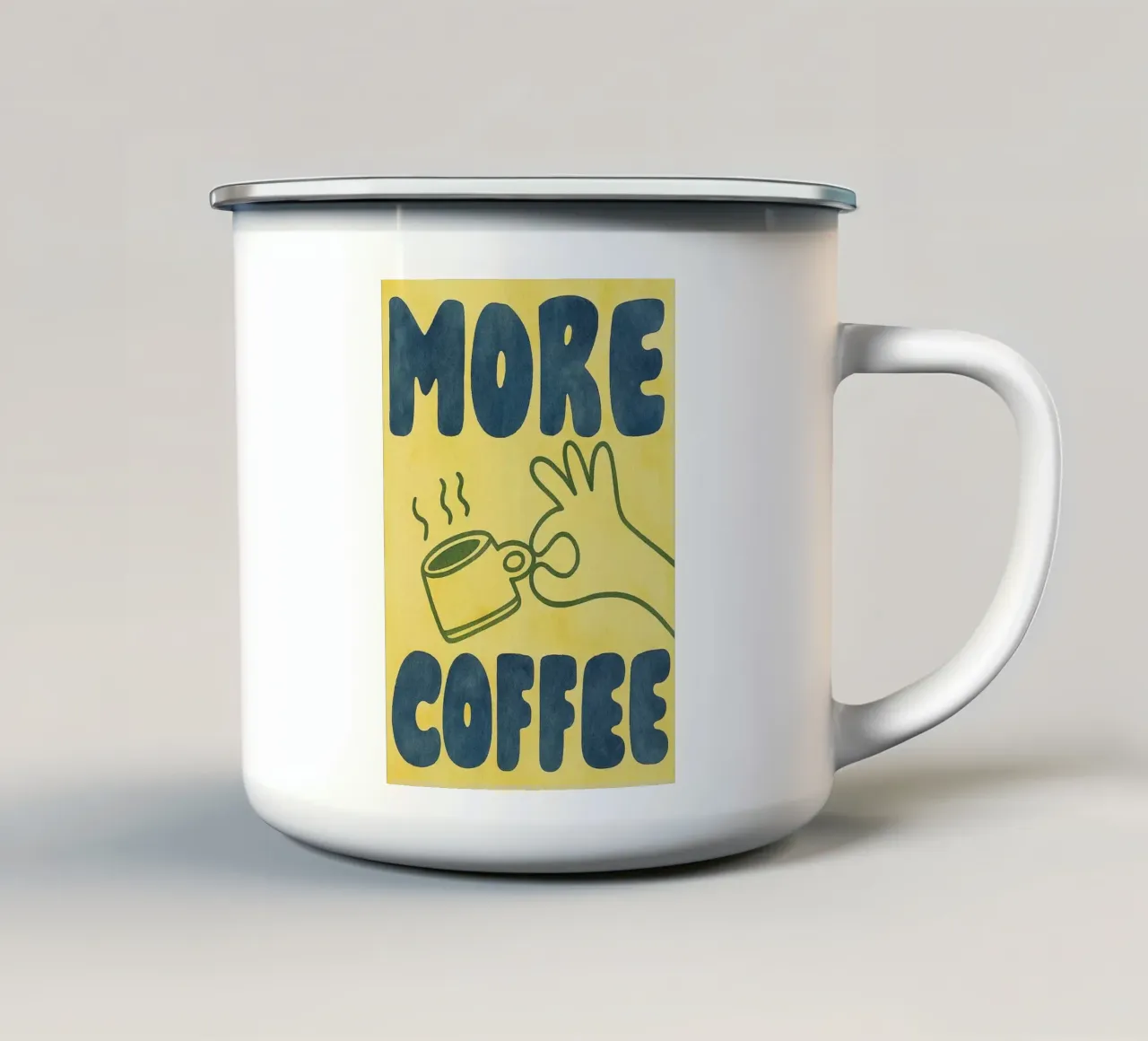 più caffè tazza in smalto da onelove