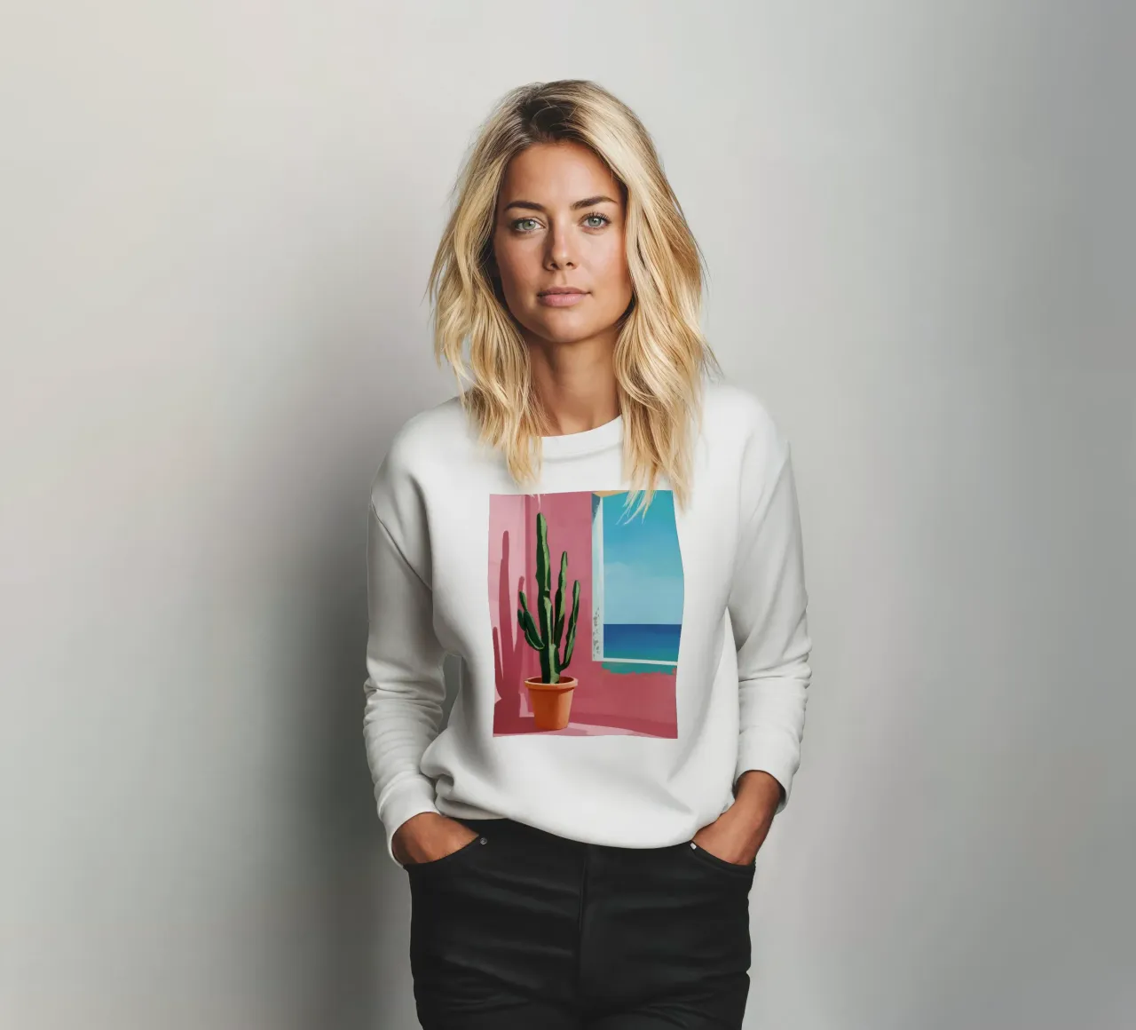 Cactus in riva al mare felpa da FadeAura