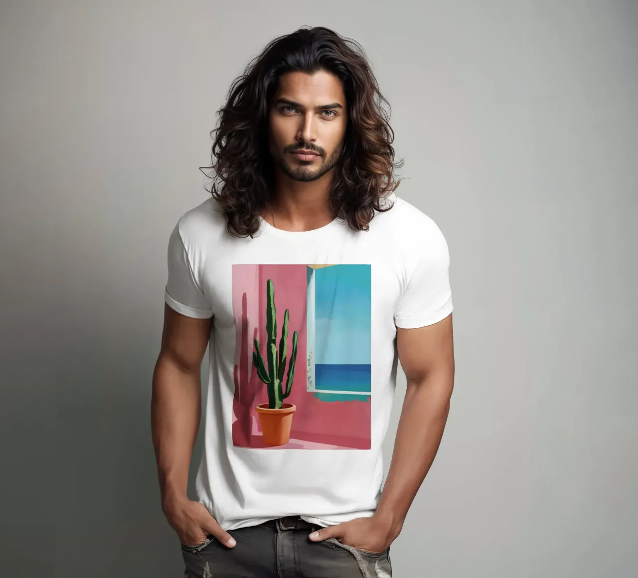 Cactus in riva al mare t-shirt da FadeAura