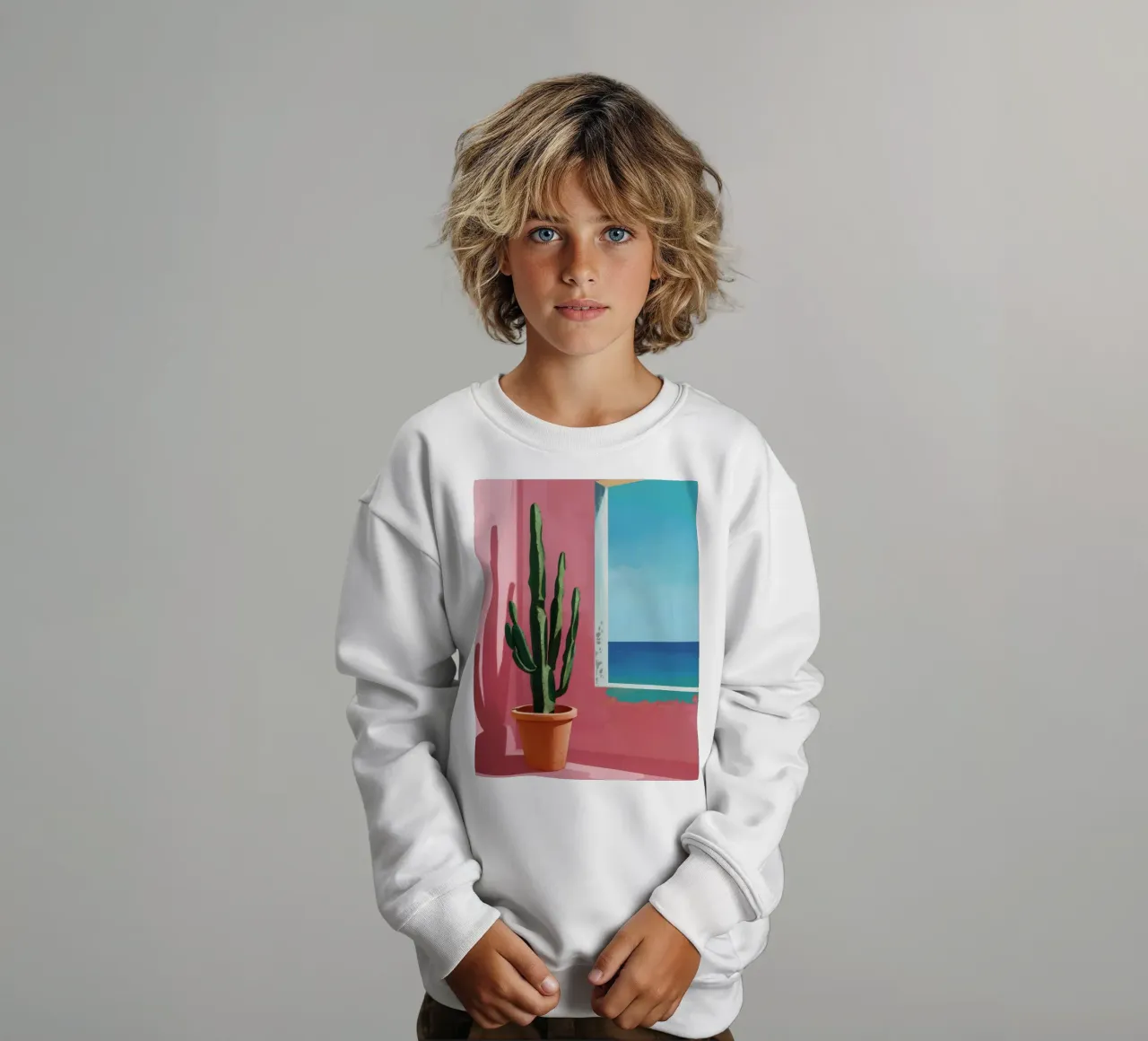 Cactus in riva al mare felpa bambino da FadeAura