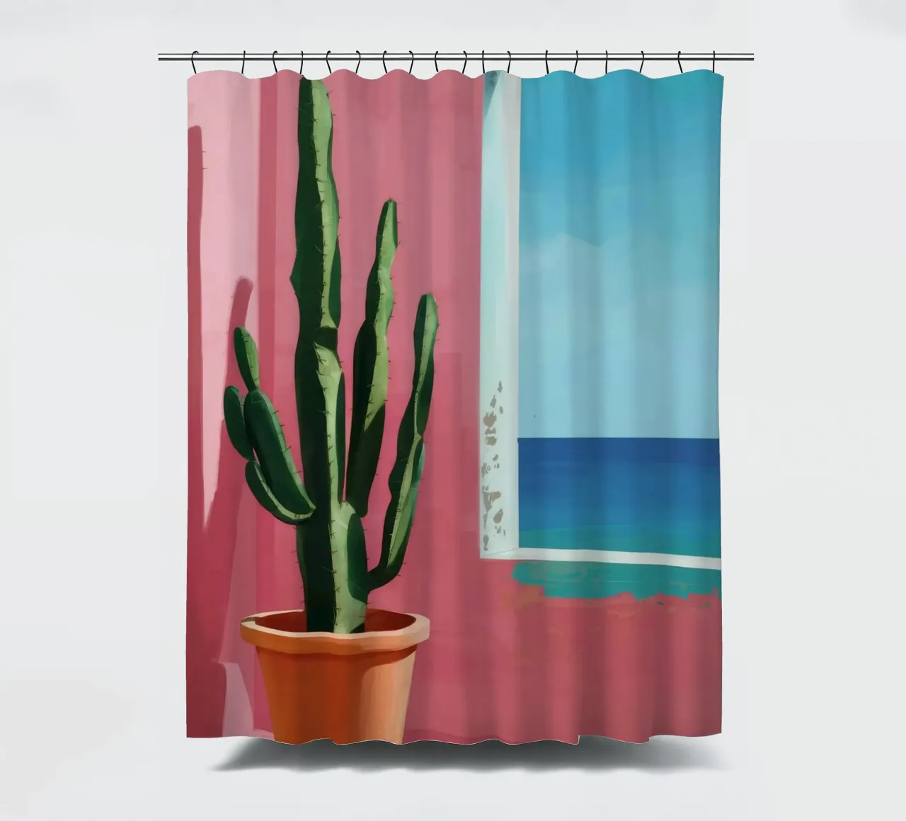 Cactus in riva al mare tenda da doccia da FadeAura