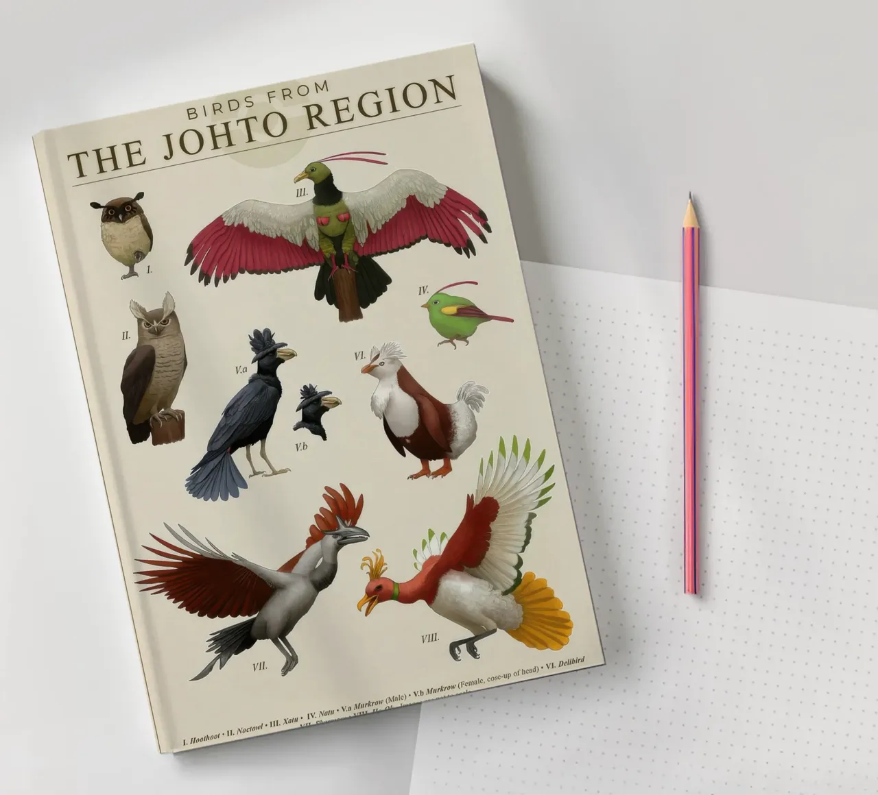 Bird From The Johto Region Poster notebook by Lacerdaprint
