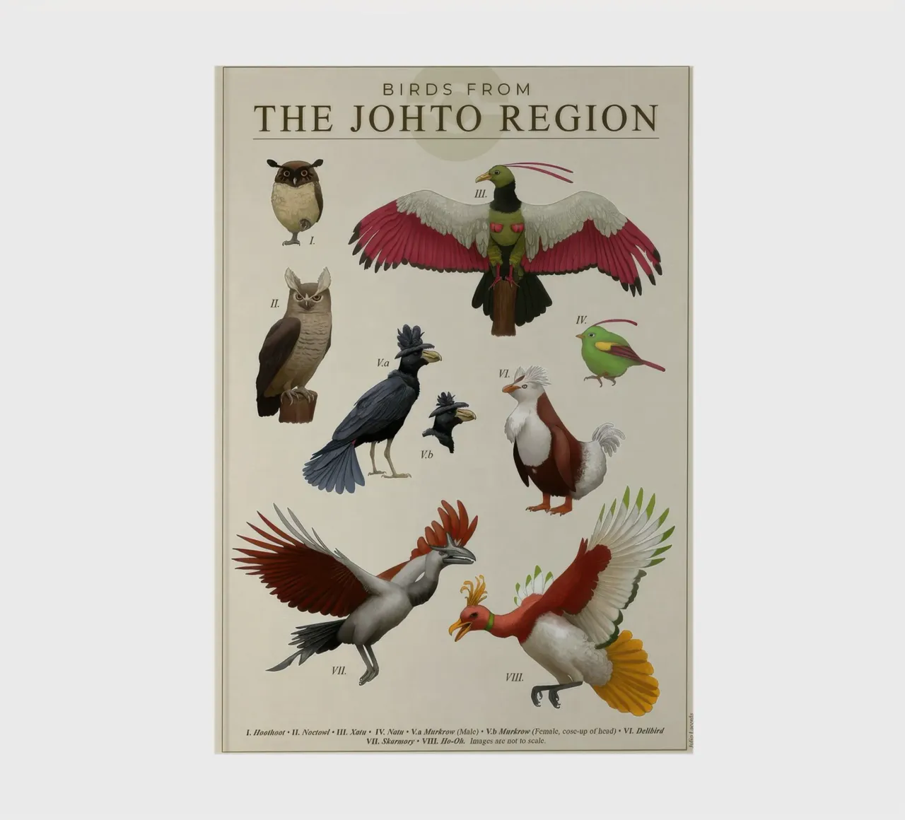 Bird From The Johto Region Poster notebook by Lacerdaprint