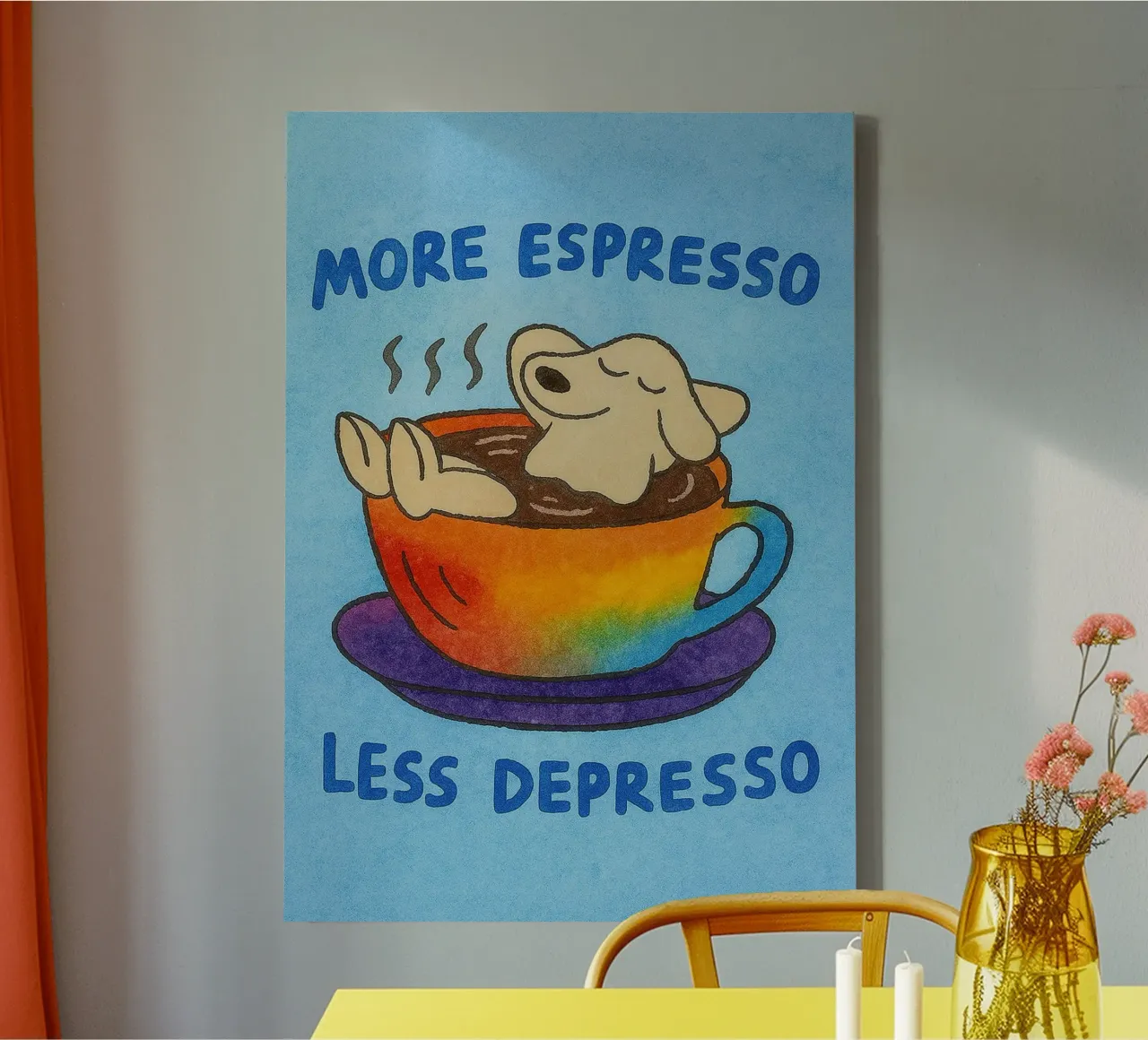More Espresso Less Depresso tela con Cornice a cassetta da onelove