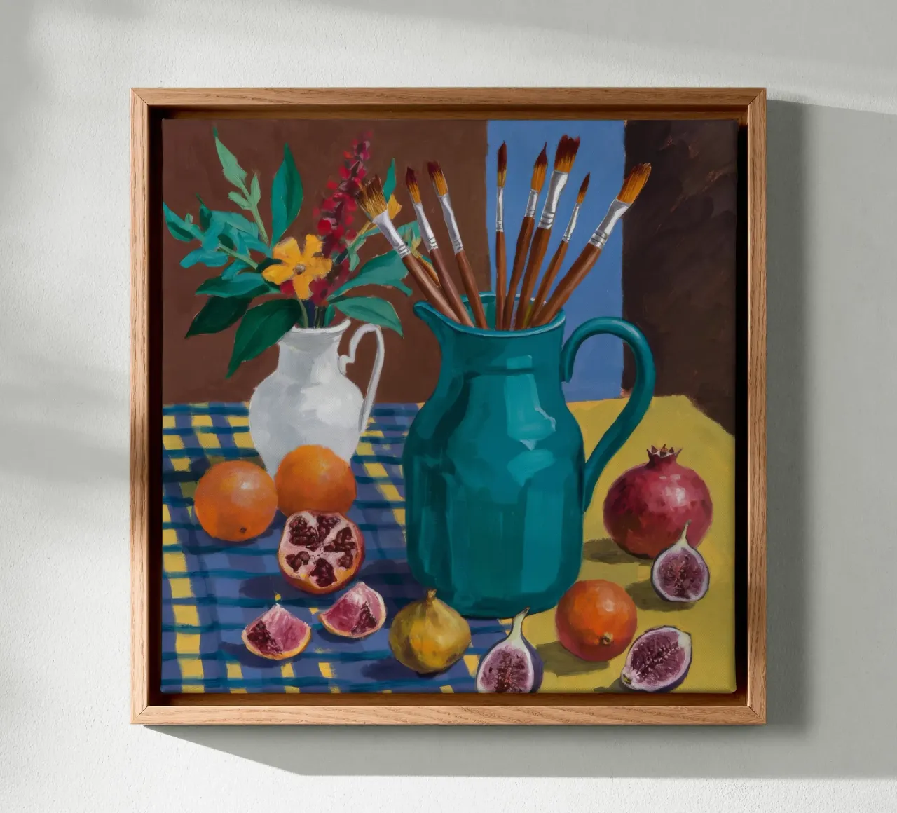 Turquoise Pitcher Creation canvas with Floater frame by Fable Tempa