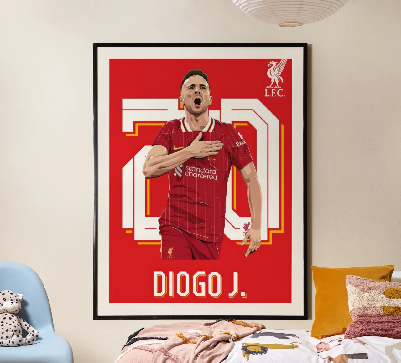 Diogo Jota on selebration poster with wooden frame by nice sport