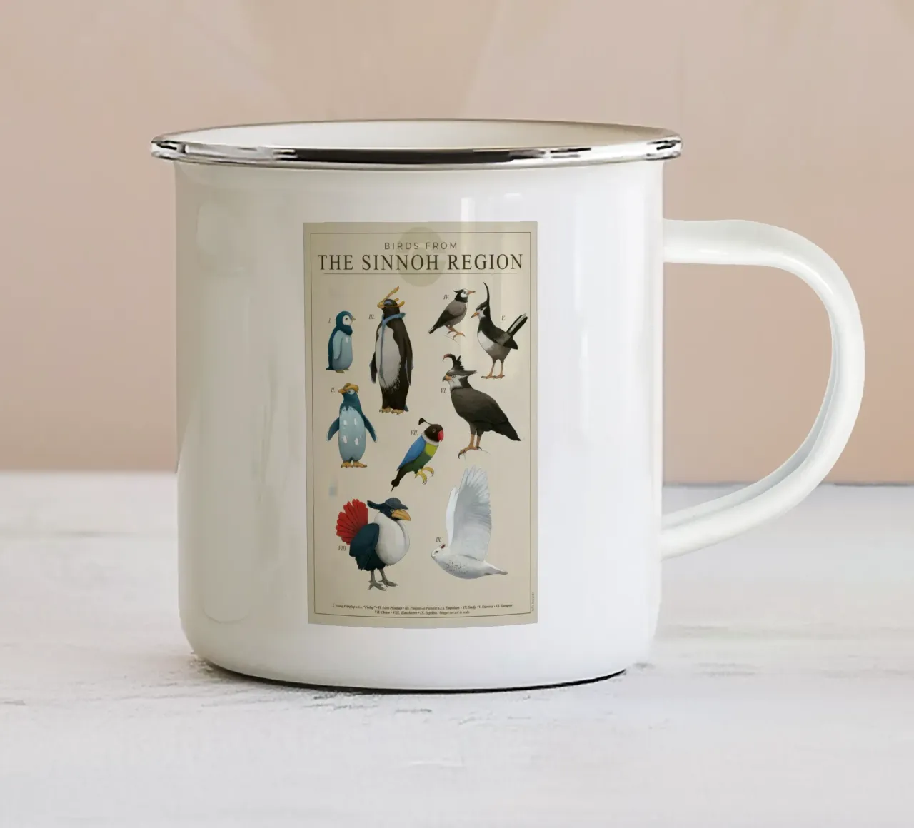 Uccello della regione di Sinnoh Poster tazza in smalto da Lacerdaprint