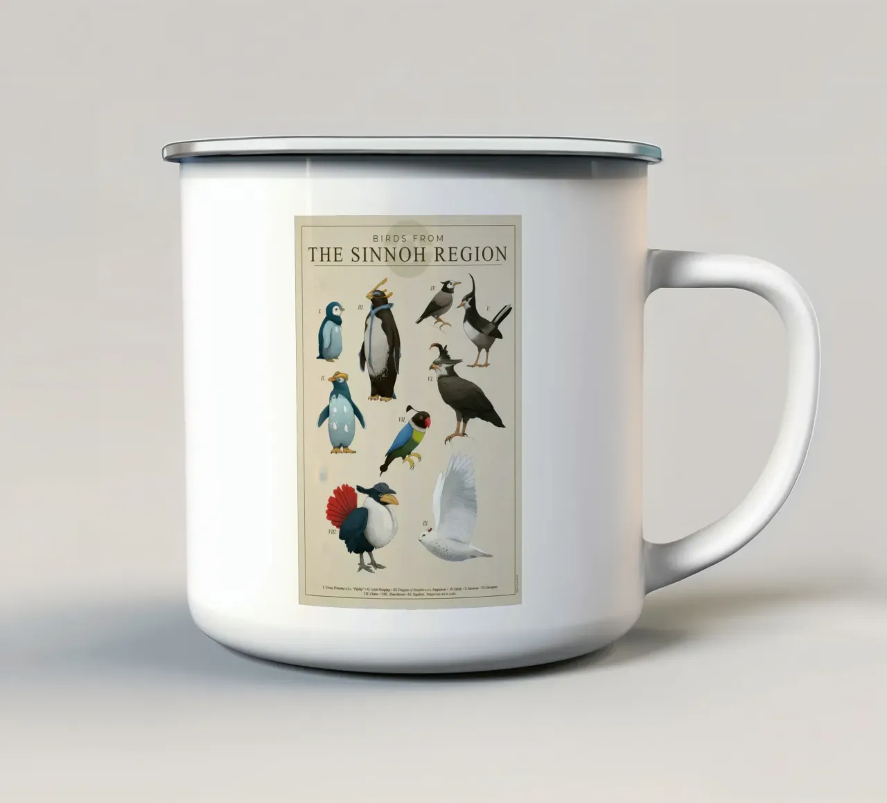 Uccello della regione di Sinnoh Poster tazza in smalto da Lacerdaprint