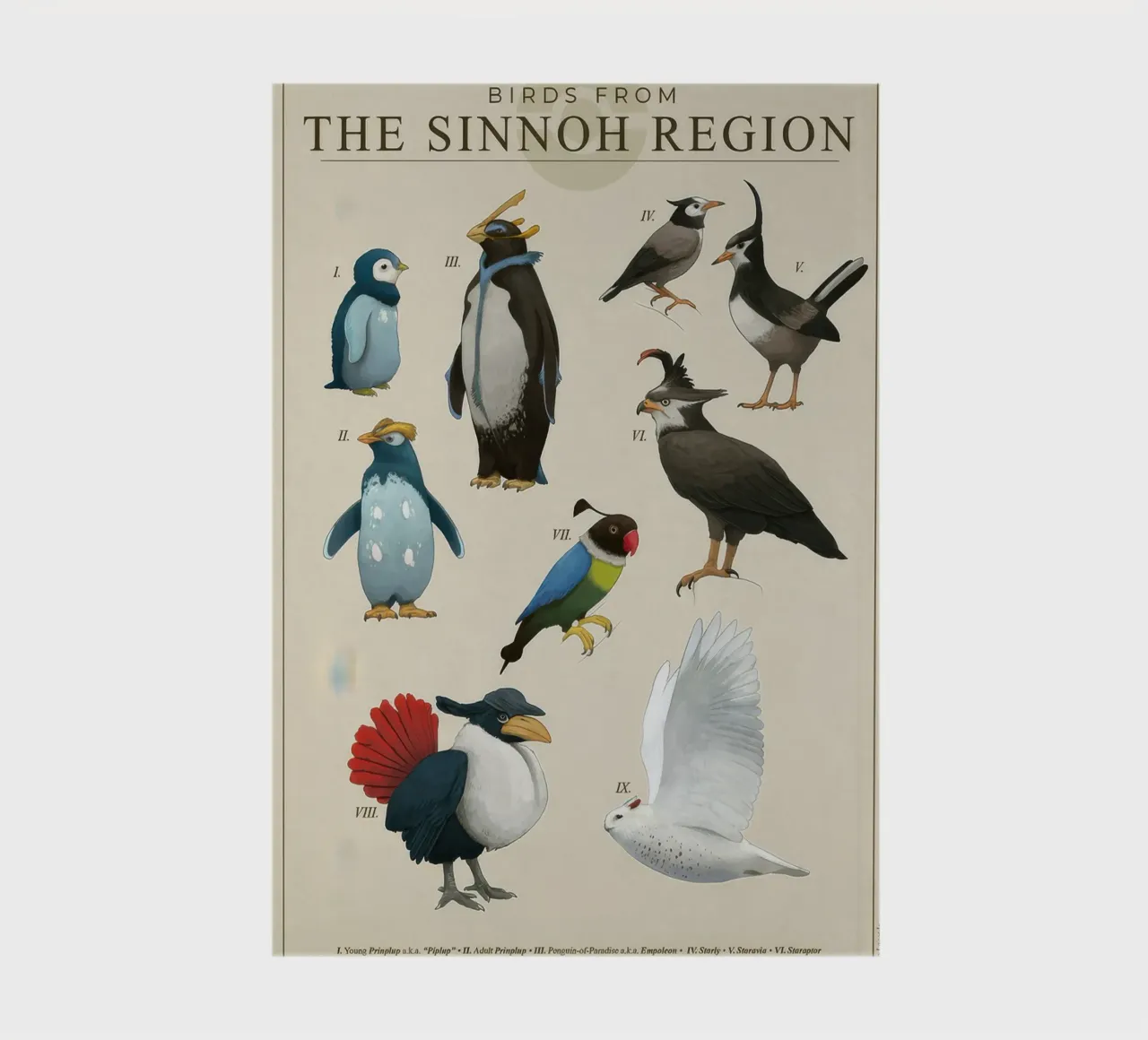 Bird from The Sinnoh Region Poster notebook by Lacerdaprint