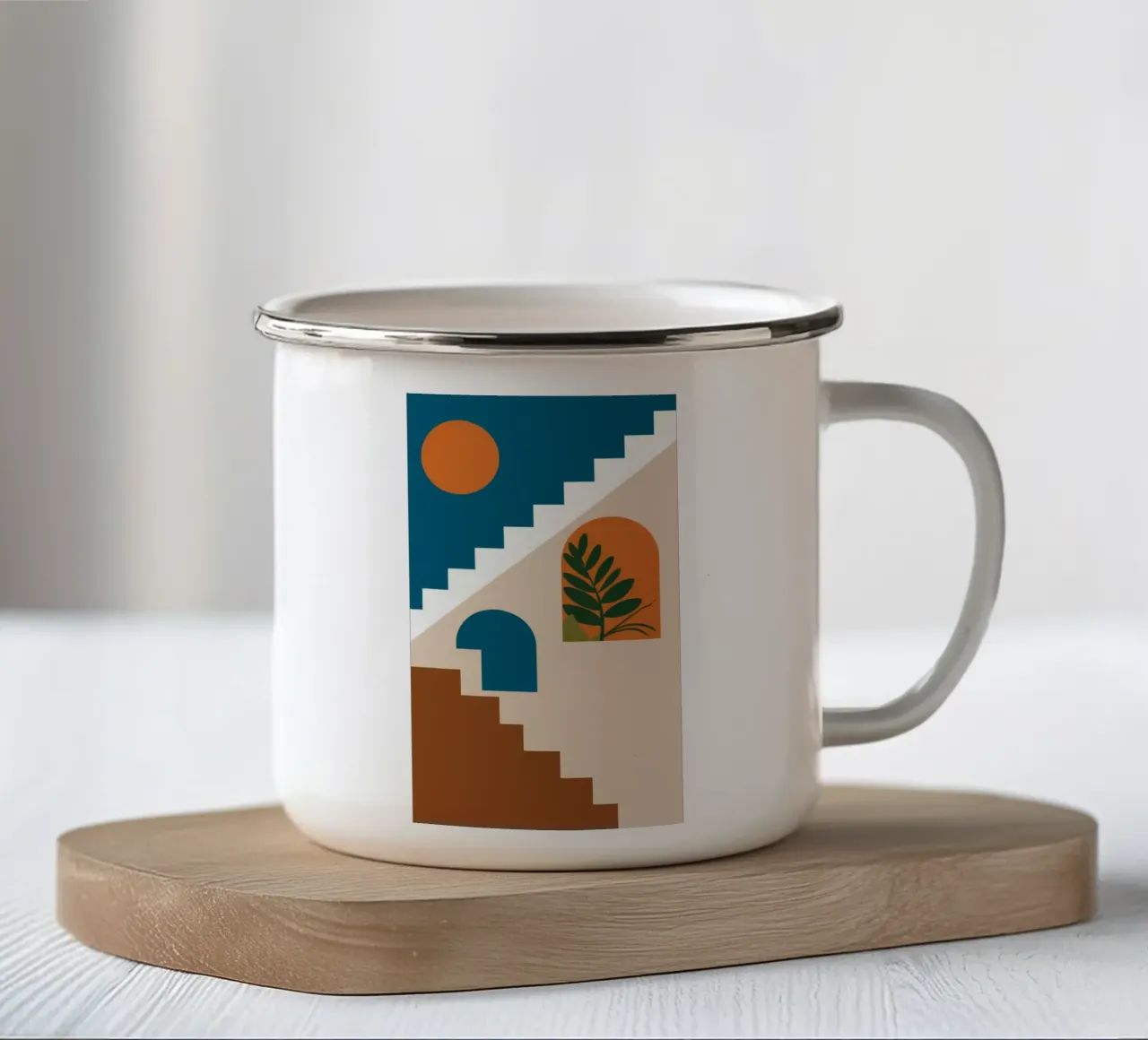 Escalera al sol taza de esmalte de Muse Artworks
