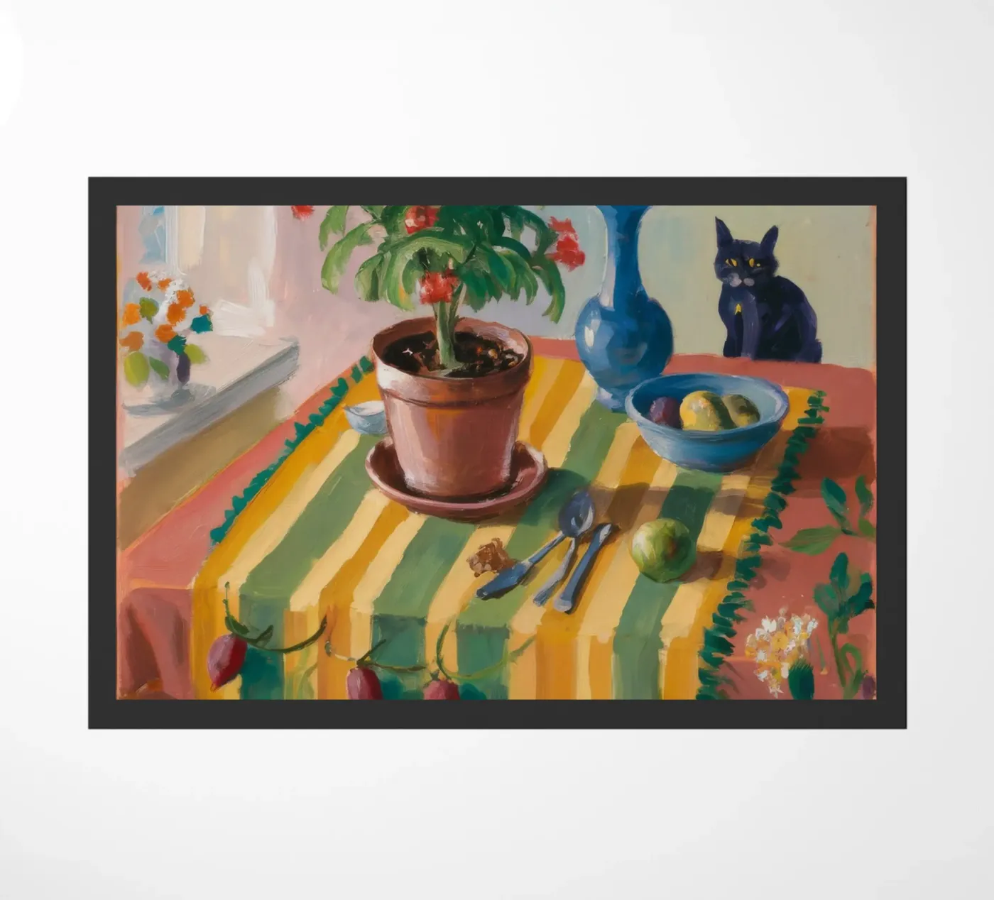 Striped Table Cat doormat by Fable Tempa