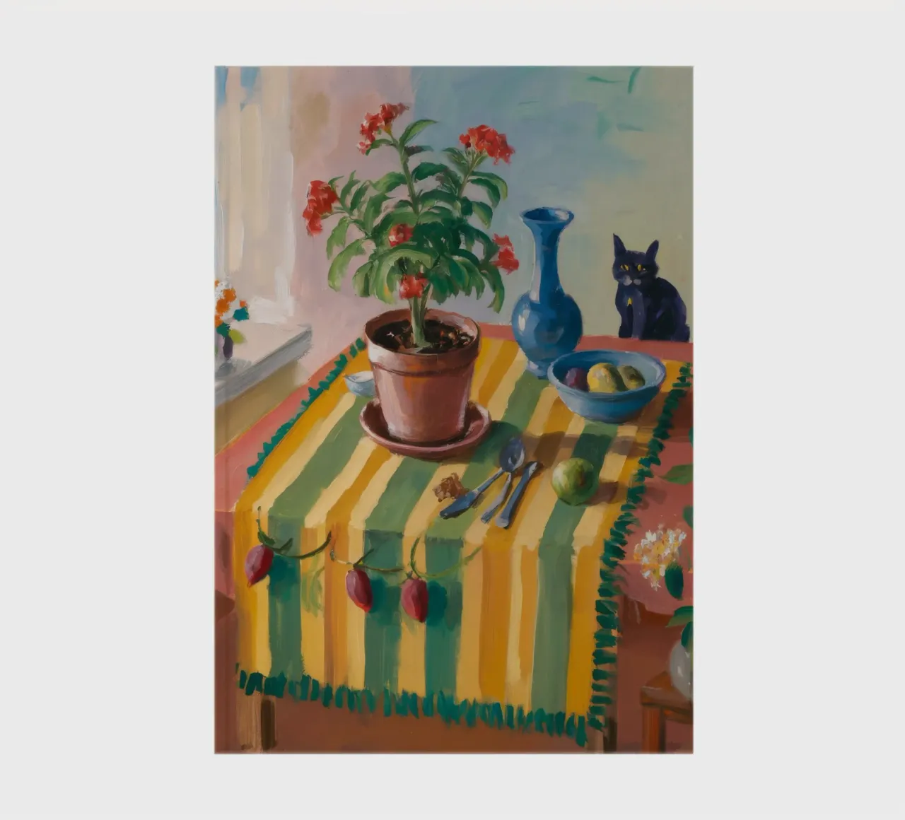 Striped Table Cat notebook by Fable Tempa