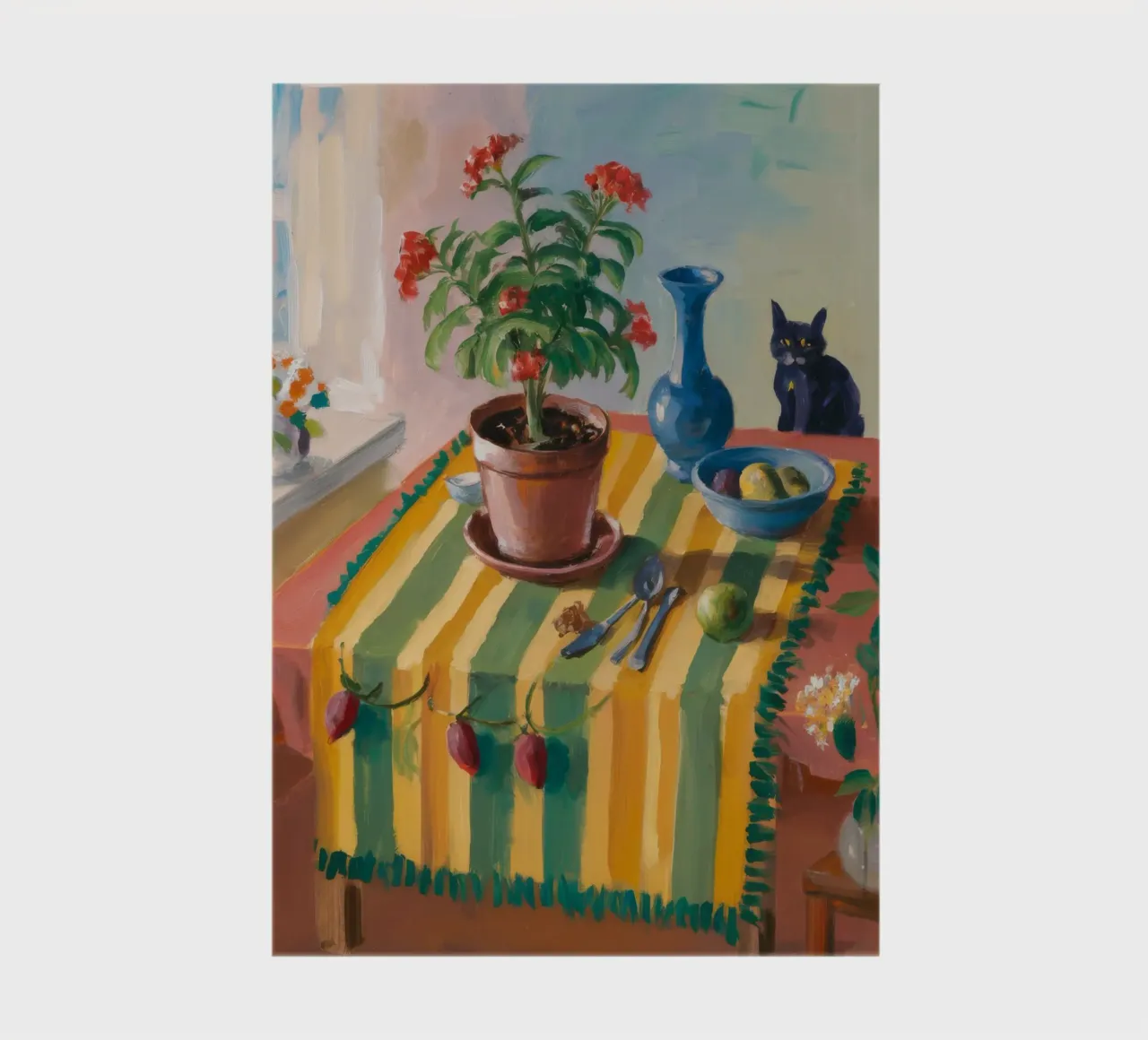 Striped Table Cat notebook by Fable Tempa